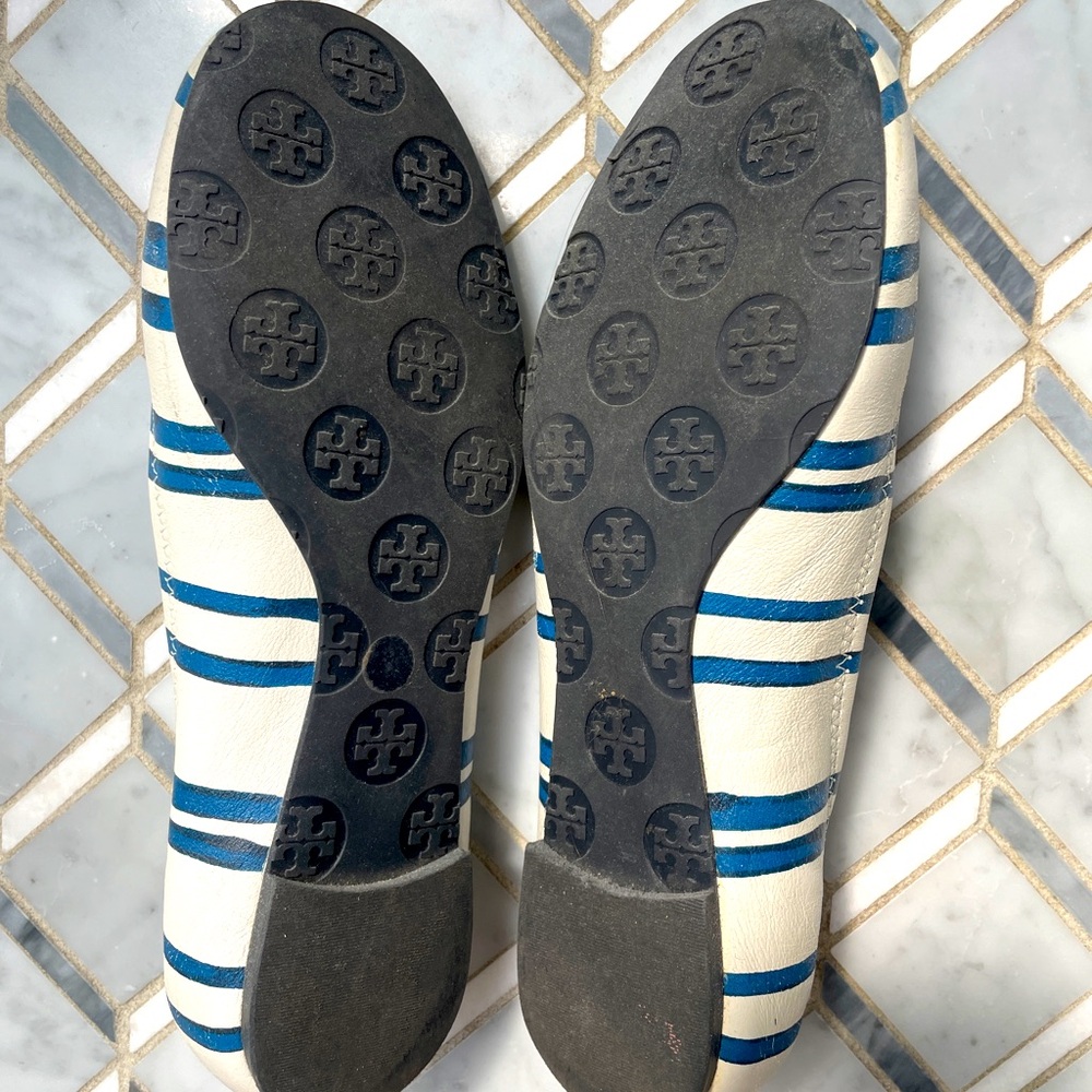 Tori Burch blue striped ballet flats size 6.5